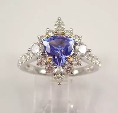 2 Ct Trillion Cut Lab Created Blue Tanzanite Wedding Ring 14K White Gold Plated • $103.42