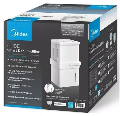 Midea Cube 20-Pint Smart WiFi Dehumidifier Coverage Up To 2000 Sq. Ft. - NEW! • $172.99