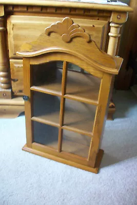 Vintage Wood And Glass Wall Curio Display Case Cabinet • $79.95