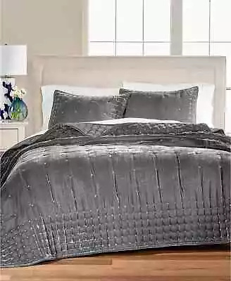 Martha Stewart Collection Elegant Tufted Velvet Luxury QUILT ONLY - TWIN - Gray • $94.12