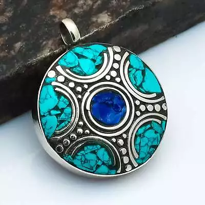 Tibetan Turquoise Lapis Lazuli Gemstone Ethnic Pendant Jewelry 1.52  AP-32161 • $4.80