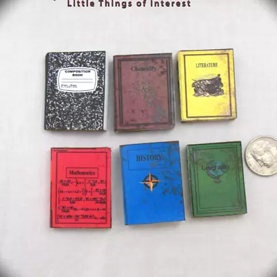 1:6 Scale SCHOOL BOOKS Set Of 6 Prop Books In Miniature Playscale Books Faux • $15.30