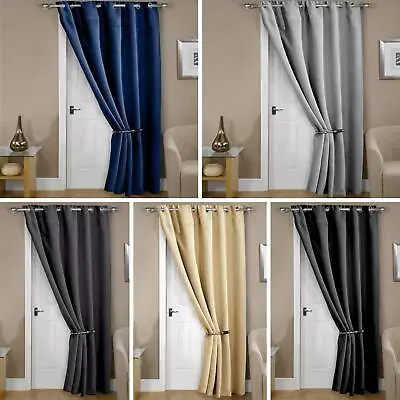£19.95 • Buy Blackout Door Curtains Cali Eyelet Thermal Ring Top Doors Curtain Panels
