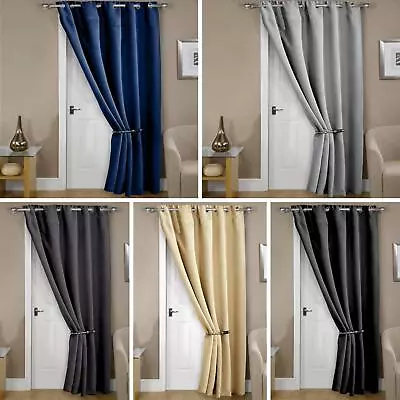 Blackout Door Curtains Cali Eyelet Thermal Ring Top Doors Curtain Panels • £16