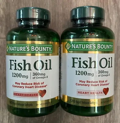 $22 • Buy Nature's Bounty Heart Health Fish Oil Softgels - 1200 Mg - 120 Ct Each - 2-pack
