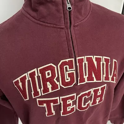 Virginia Tech Vtg 1/4 Zip Pullover Mens Large Big Front Logo Gear Big Cotton D5 • $18.73