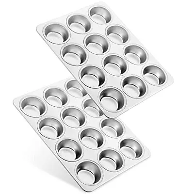Muffin Top Pan Set Of 2 Nonstick 12 Cups Muffin Baking Pans Tins Stainless Steel • $33.83