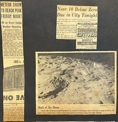 VTG Chicago Sun Times APOLLO 8 MOON RARE 60’s Newspaper • $14.99