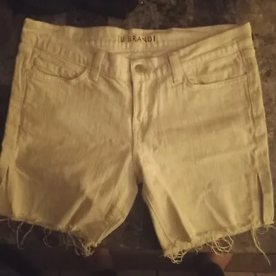 J. Brand Women's Size 27 White Denim Cut Off Shorts Side Slit Distressed Hem • $15