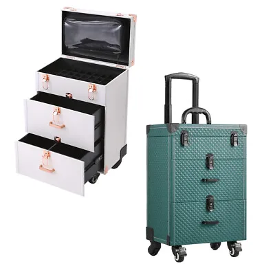 Make-Up Trolley Rolling Vanity Cosmetic Storage Case Hairdresser Nail Artist Box • £79.95