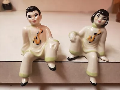 Vintage Ceramic Arts Studio Asian Boy And Girl Shelf Sitters Repaired • $7.50