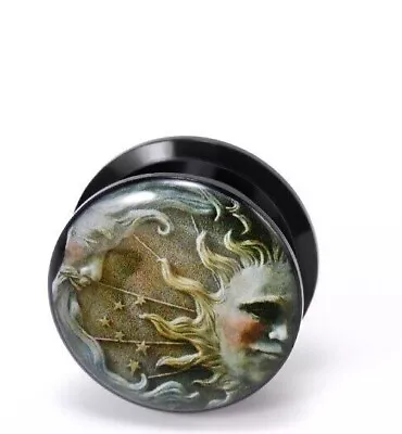 Pair Art Style Sun And Moon Ear Gauges Plugs Ear Tunnels Body Jewelry Piercings • $13.65