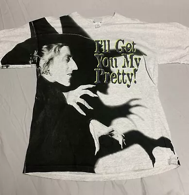 Vintage 90s Wizard Of Oz Witch AOP I’ll Get You My Pretty Shirt MGM Las Vegas • $225