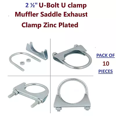 2 1/2  Inch U-Bolt U Clamp Muffler Saddle Exhaust Clamp Pack Of 10X Zinc Plated • $16.72