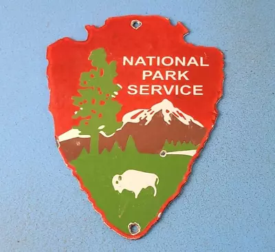 Vintage National Park Service Sign - Indian Arrow Gas Pump Plate Sign • $148.47