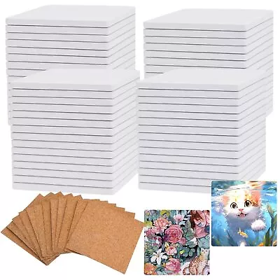 COYMOS 60 Pcs Ceramic Tiles For Crafts White Ceramic Coasters For Crafts • $39.99