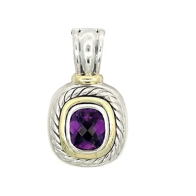 DAVID YURMAN Sterling Silver & 14k Gold Amethyst Albion Pendant With Hinged Bale • $519.20
