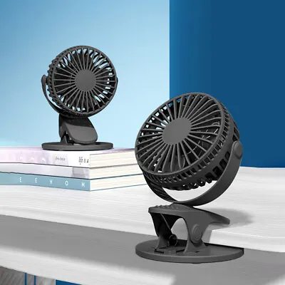 $23.86 • Buy USB Rechargeable Fan Clip On Desk 360° Swivel Portable Air Cooling 3 Speed