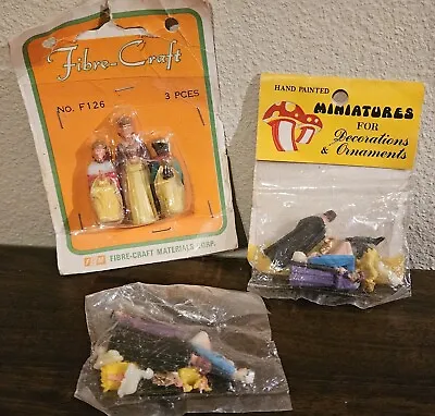 Vintage Nativity Figures Tiny Miniature. Hand Painted. 3 New In Package.  • $15.95