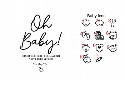 Custom Baby Shower Thank You Favour Stickers Round Sticker D5 • $7.50