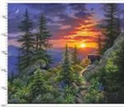 Mountain Sunrise  Panel Wall Hanging Fabric Quilt 36  X 44  3 Wishes 20176 Multi • $11.49
