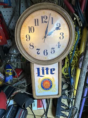 Beer Clock Millers Keeps Time And Lights Up Good Shape Vintage Clock • $55