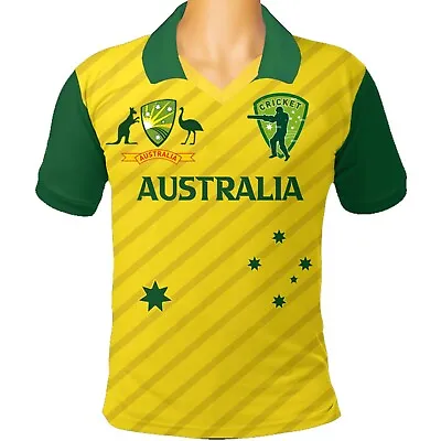 Australia Cricket T Shirt Jersey Unisex Adults Mens Sports Top For ODI T20 Match • £14.99