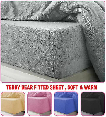 £11.69 • Buy Extra Deep Teddy Fleece Fitted Sheet Cosy Warm Luxury Bed Sheet Double King Size