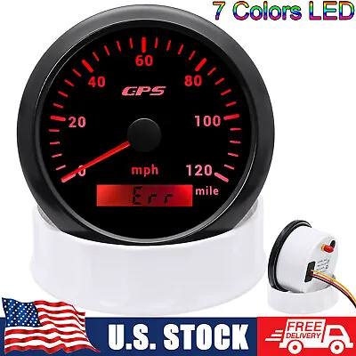 85mm Black GPS Speedometer 0-120MPH Gauge 7 Colors LED For Boat Car Truck ATV US • $37.49