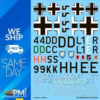 Techmod 32038 1/32 Junkers Ju 88A-1 German Aircraft 1940 Wet Decal • $24.17