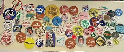 Collectible Vintage To Now Huge Lot Pin Back Buttons Different Sizes • $14.19