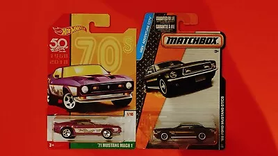 Hot Wheels 71' MUSTANG MACH 1 & Matchbox 68' MUSTANG GT/CS. NEW • $3.95