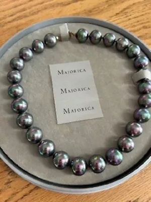 Majorica 16mm 18  Gray Pearl Necklace - Never Worn - Has Original Paperwork • $145