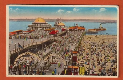 £1 • Buy Valentine Colour Postcard, Busy Pier & Sands, New Brighton