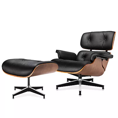 2024 Walnut Classic For Eames Lounge Chair And Ottoman Genuine Leather Armchair • $1099.99