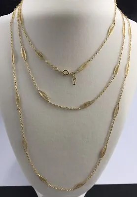 Vintage Crown Trifari Gold Tone Long Dainty Chain Necklace 52 In. #1009 • $16.96