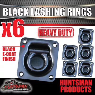 6x Black E Coated Lashing Rings Tie Down Anchor Points 100mm X 95mm Ute Trailer • $45