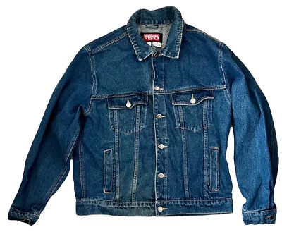 Wrangler Hero Blue Dark Wash Denim Vintage Jean Jacket Size L • $49.95