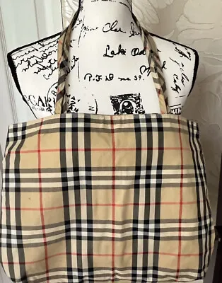 Burberry London Vintage Shopper Tote Shoulder Bag Cotton Double Straps Pre-Owned • $130