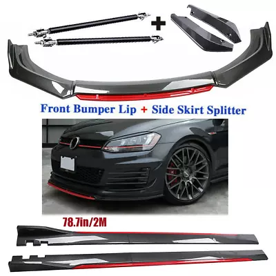 Carbon Fiber Front Bumper Lip Spoiler + Side Skirt Rear For Volkswagen Rabbit • $159.99