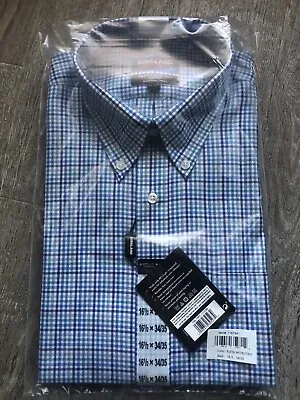 Kirkland Signature Men’s Traditional Fit Dress Shirt NON IRON Blue Check 16 1/2 • $8