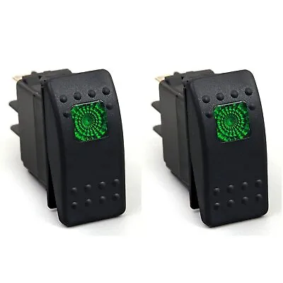 2 PCS 12V 20A Waterproof LED On/Off Boat Marine 3P Rocker Switch Green LED Light • $11.69