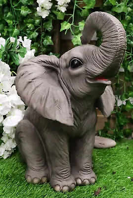 Ebros Ruby The Elephant Sitting Pretty With Trunk Up Large Statue 17  Tall • $85.95