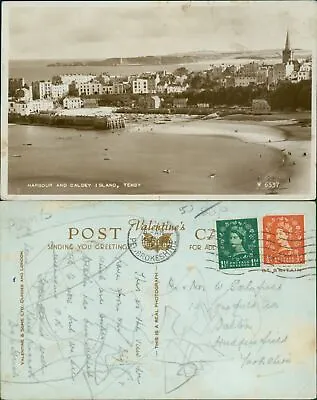 Tenby Harbour & Caldey Island W6537 GB 1957 Cancel Valentines • £5.10