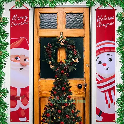 Merry Christmas Banner Flag Door Hanging Porch Sign Party Decor Xmas Ornament US • $12.11