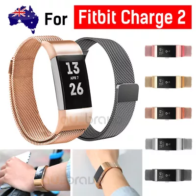 $13.95 • Buy For Fitbit Charge 2 Band Metal Stainless Steel Milanese Loop Wristband Strap