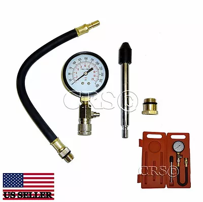 Flex Engine Compression Tester Gauge Kit Set Tool Motorcycle Lawnmower Car Truck • $24.99