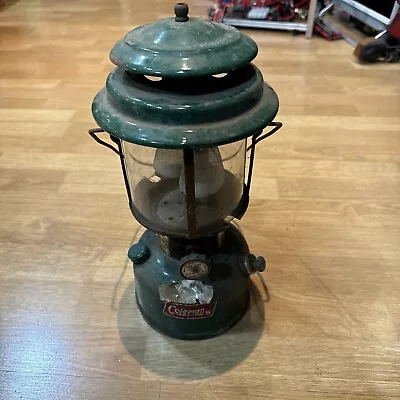 Vintage Green Coleman Lantern US Marked 220J 220 Glass Antique 78' Light Camping • $35