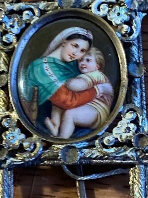 C1820s Miniature Painting On Porcelain After Raphael Madonna Of The Chair • $300