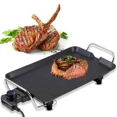 £26.99 • Buy Electric Teppanyaki Table Top Grill Griddle BBQ Hot Plate Barbecue Non-stick UK
